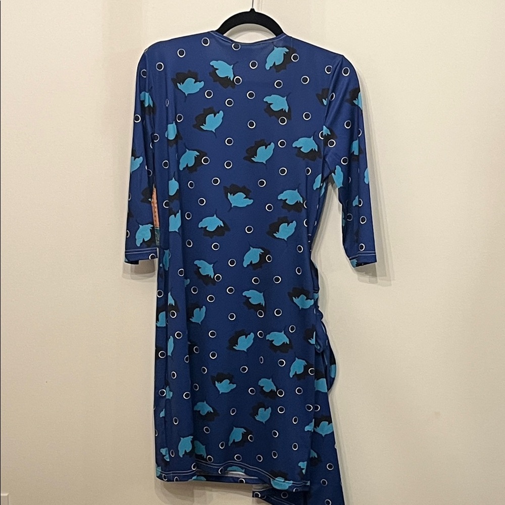 Tracy Negoshian Blue and Black Floral Mini Dress - Picture 4 of 5